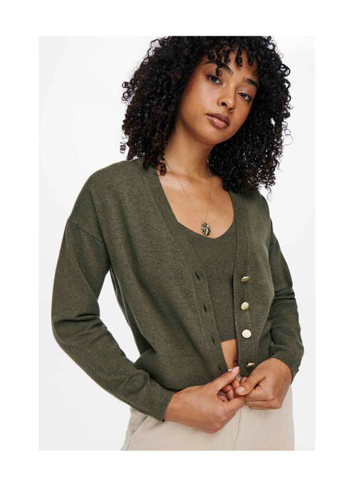 Gilet manches longues vert ONLY pour femme