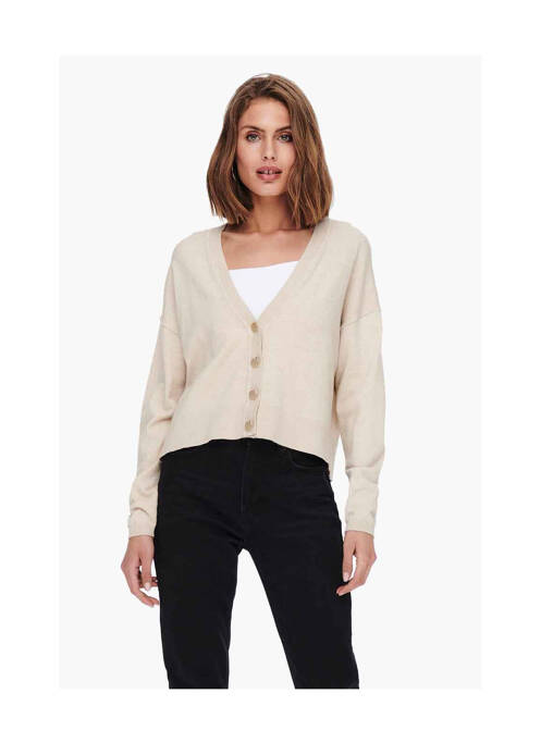 Gilet manches longues beige ONLY pour femme