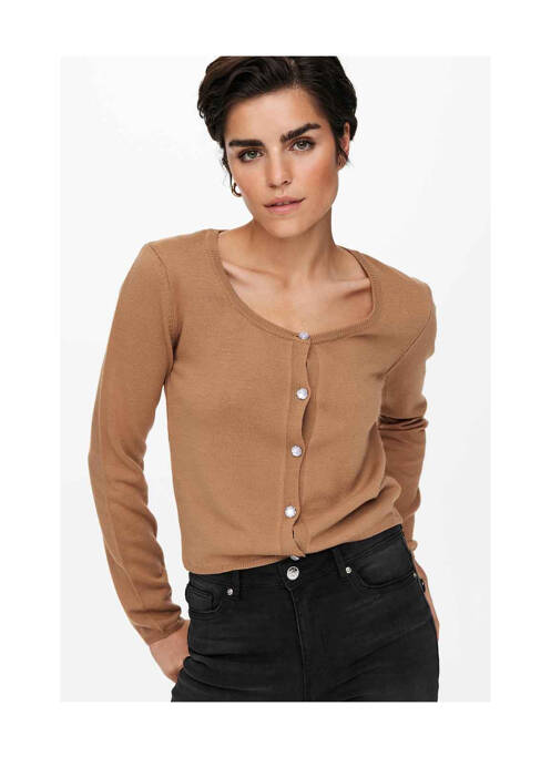 Gilet manches longues marron JACQUELINE DE YONG pour femme