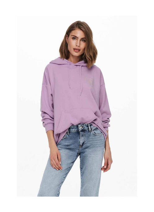 Sweat-shirt à capuche violet ONLY pour femme