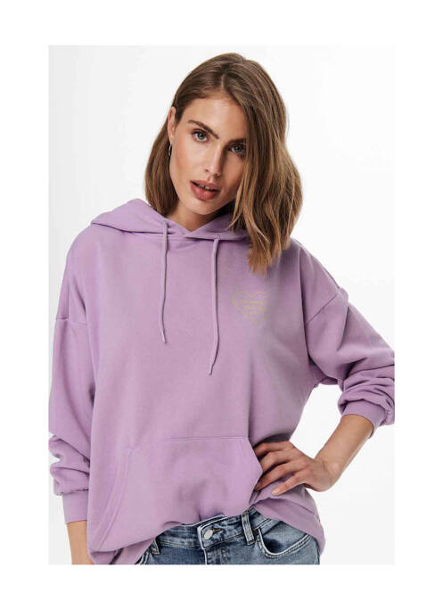 Sweat-shirt à capuche violet ONLY pour femme