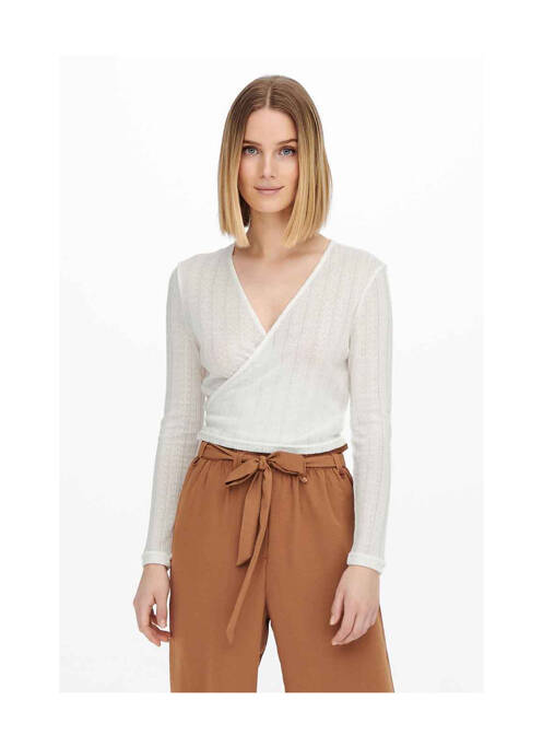 Gilet cache-cœur blanc JACQUELINE DE YONG pour femme