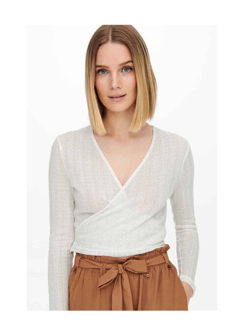 Gilet cache-cœur blanc JACQUELINE DE YONG femme