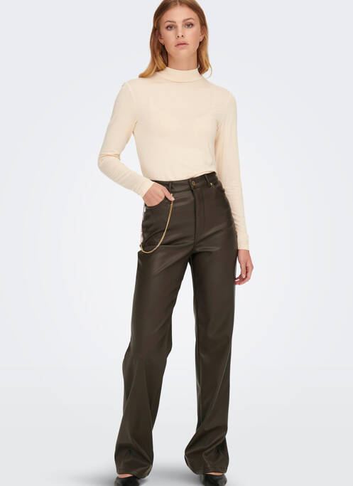 Pantalon droit marron ONLY pour femme