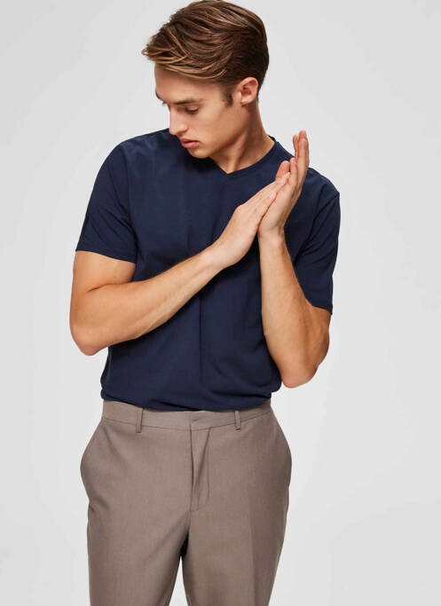 T-shirt bleu SELECTED pour homme