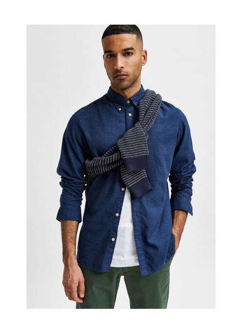 Chemise manches longues bleu SELECTED pour homme