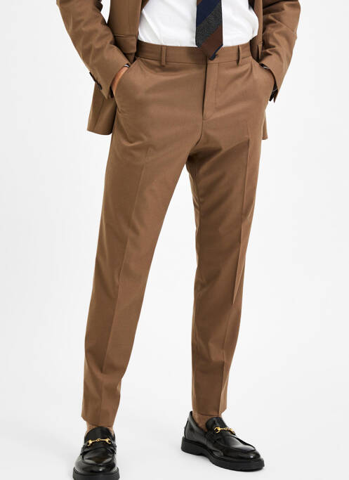 Pantalon chino marron SELECTED pour homme