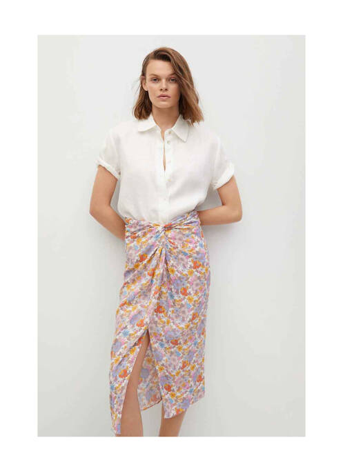 Jupe mi-longue rose MANGO pour femme