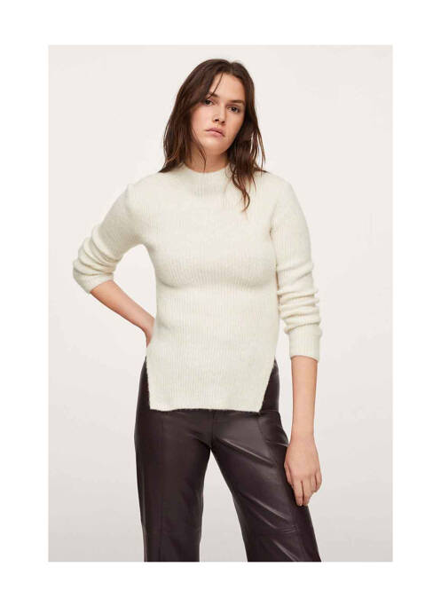 Pull col roulé beige MANGO pour femme
