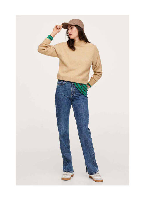 Pull col roulé beige MANGO pour femme