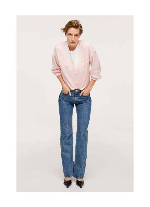 Gilet manches longues rose MANGO pour femme