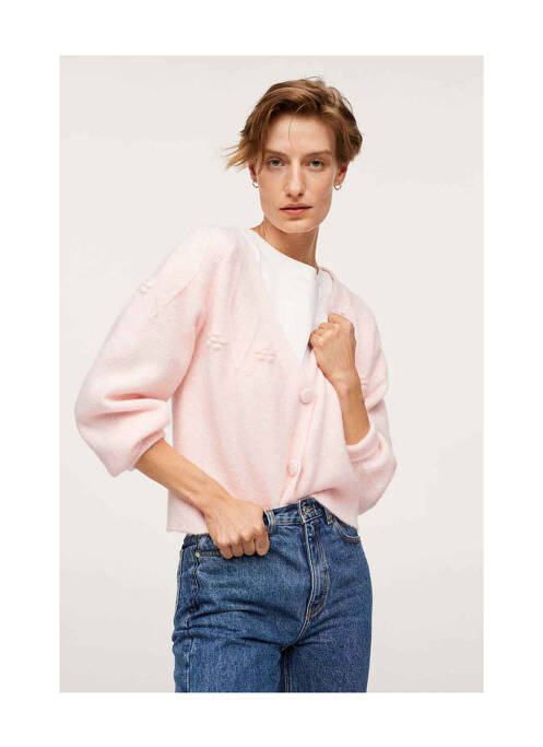Gilet manches longues rose MANGO pour femme