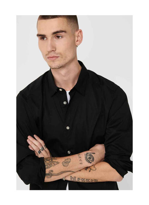 Chemise manches longues noir ONLY&SONS pour homme