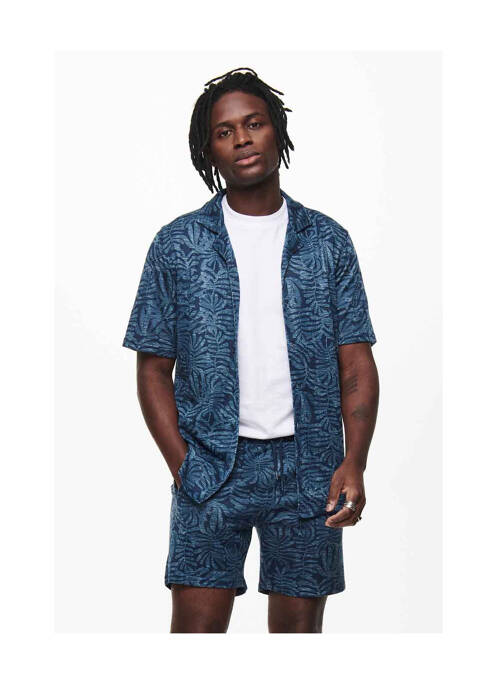 Chemise manches courtes bleu ONLY&SONS pour homme
