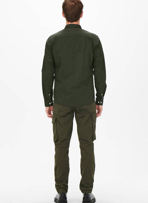 Chemise manches longues vert ONLY&SONS pour homme