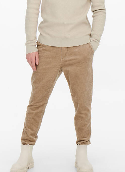 Pantalon droit taupe ONLY&SONS pour homme