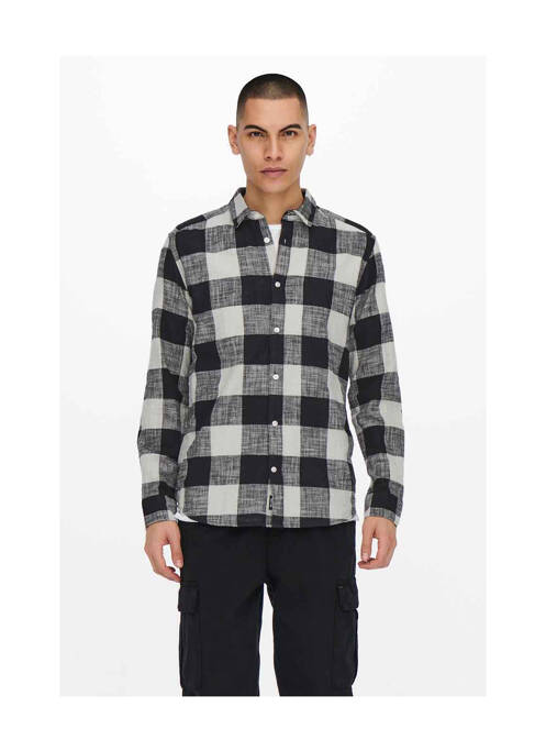 Chemise manches longues noir ONLY&SONS pour homme
