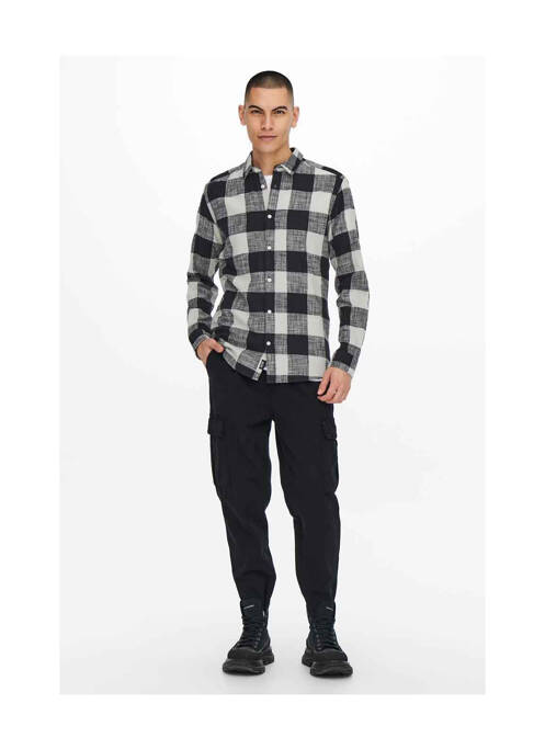 Chemise manches longues noir ONLY&SONS pour homme