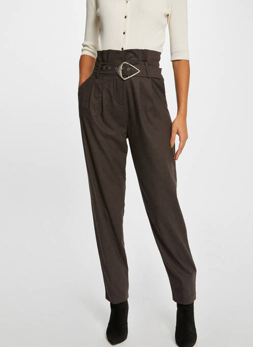 Pantalon slim marron MORGAN pour femme