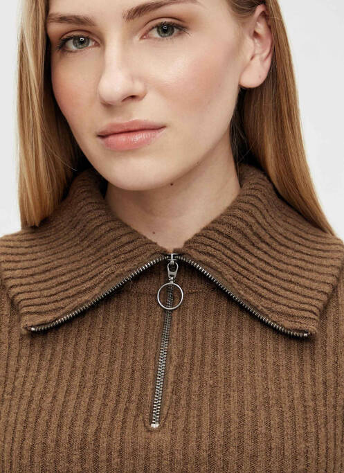Pull col roulé marron OBJECT pour femme