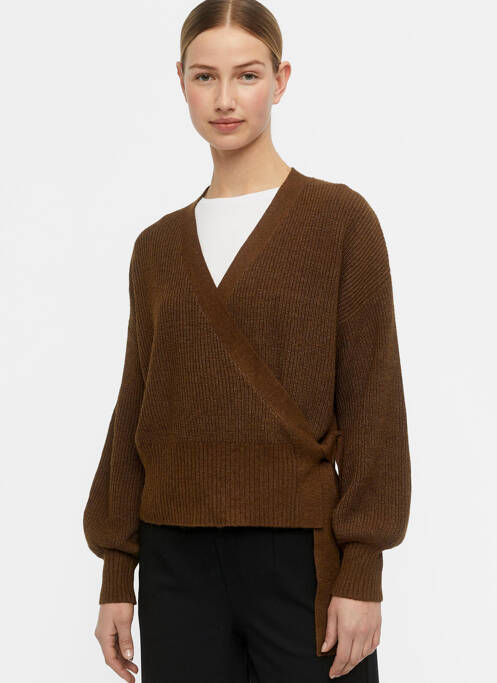 Gilet cache-cœur marron OBJECT pour femme