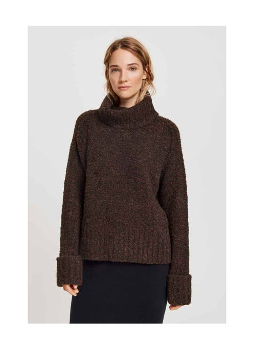 Pull col roulé marron OPUS pour femme