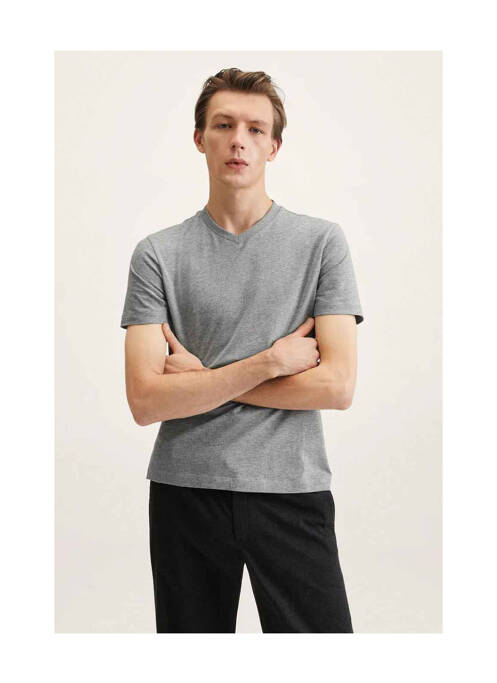 T-shirt gris MANGO pour homme