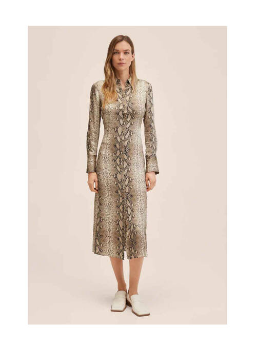 Robe longue beige MANGO pour femme