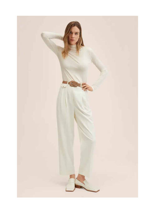 Pantalon droit blanc MANGO pour femme