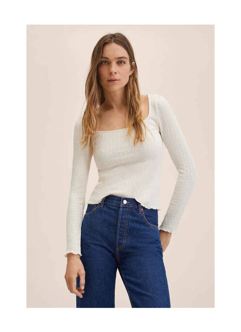T-shirt beige MANGO pour femme