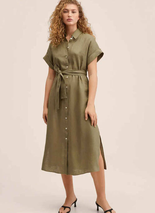 Robe longue vert MANGO pour femme