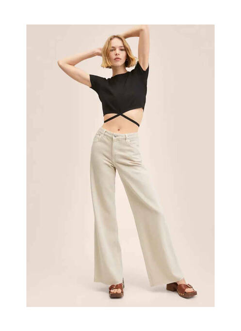 Jeans coupe large beige MANGO pour femme