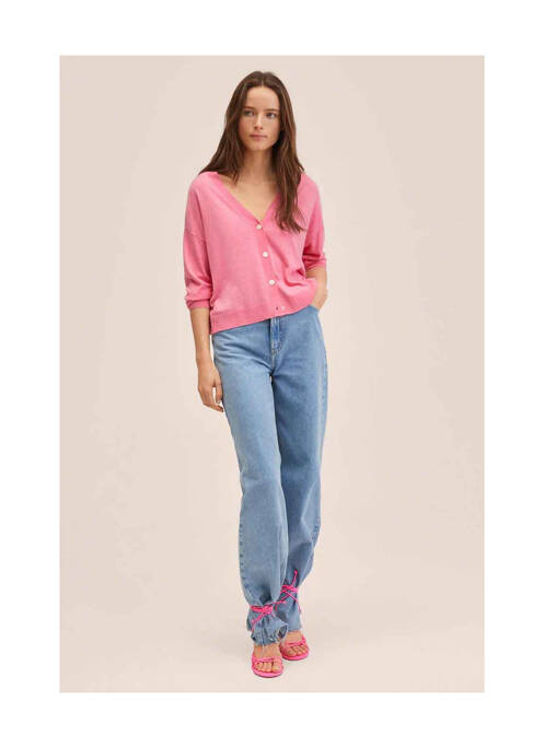 Gilet manches longues rose MANGO pour femme