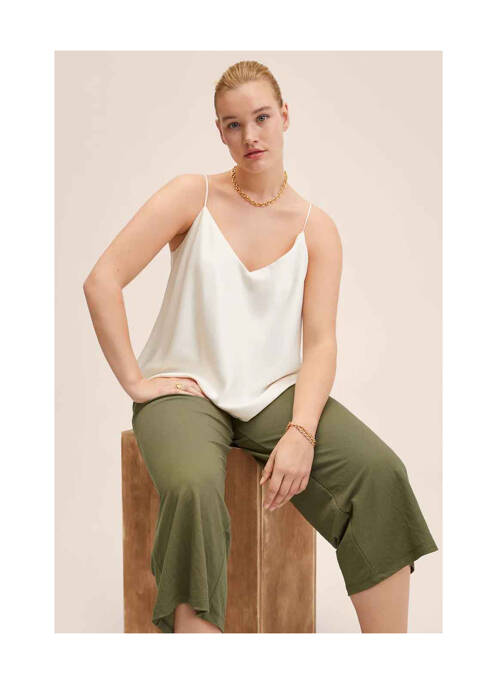 Pantalon 7/8 vert MANGO pour femme