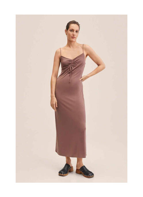 Robe longue marron MANGO pour femme