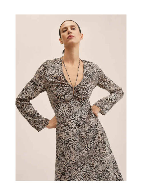 Robe longue beige MANGO pour femme