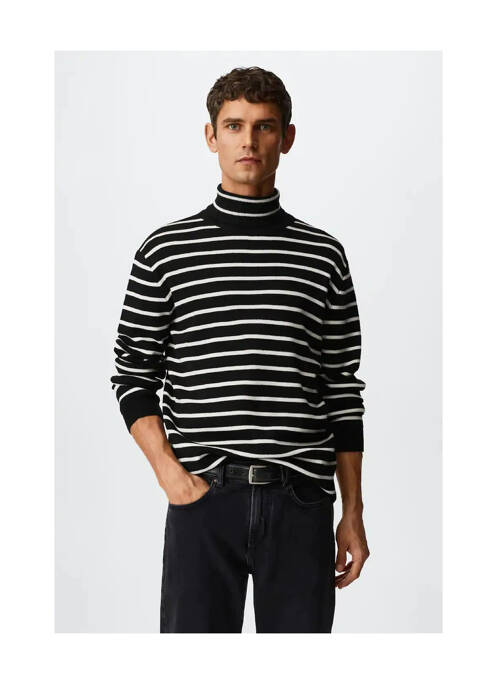 Pull col roulé noir MANGO pour homme