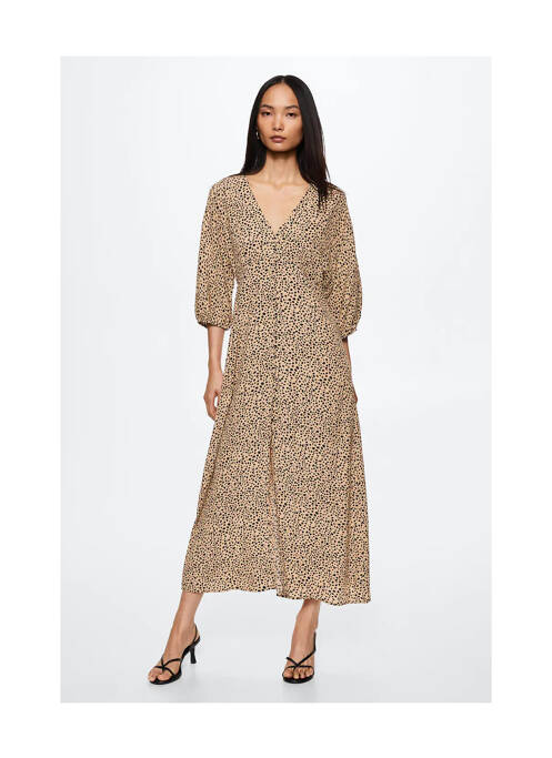 Robe longue marron MANGO pour femme