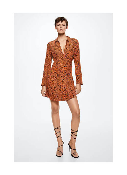 Robe courte orange MANGO pour femme