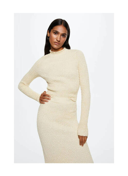 Pull col roulé beige MANGO pour femme