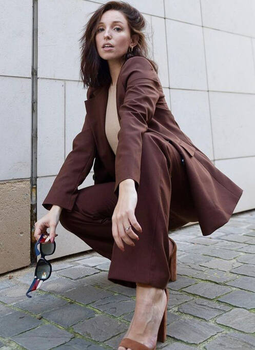 Pantalon droit marron MANGO pour femme