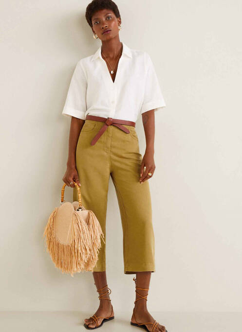 Pantalon 7/8 vert MANGO pour femme