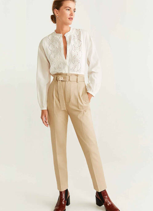 Pantalon slim beige MANGO pour femme