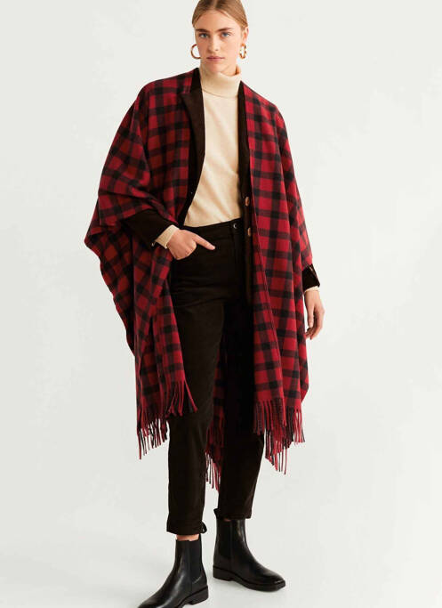 Poncho rouge MANGO pour femme