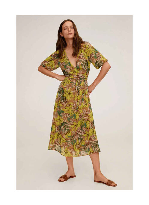 Robe longue jaune MANGO pour femme