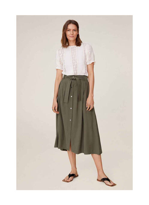 Jupe mi-longue vert MANGO pour femme