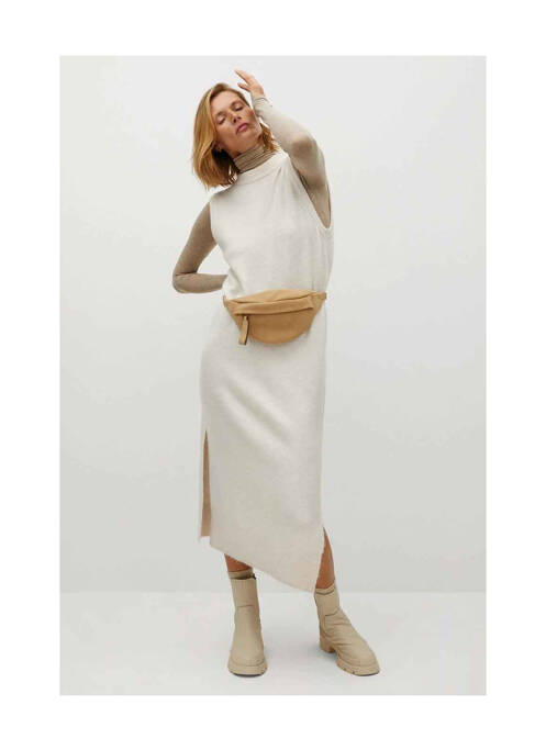 Robe longue beige MANGO pour femme