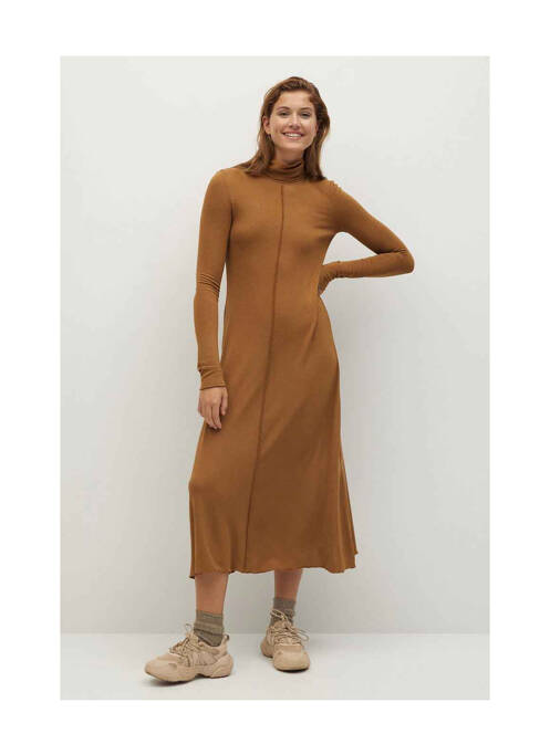 Robe longue marron MANGO pour femme