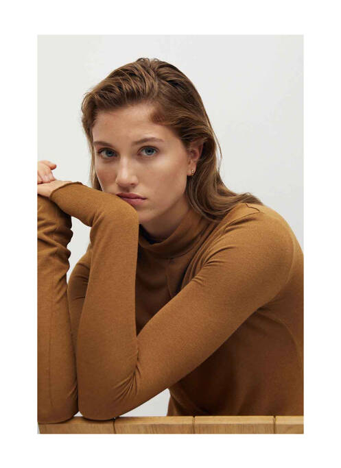 Robe longue marron MANGO femme