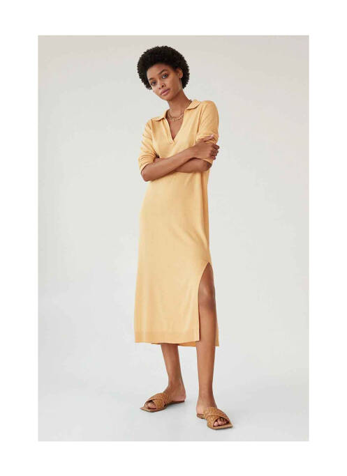 Robe longue marron MANGO pour femme